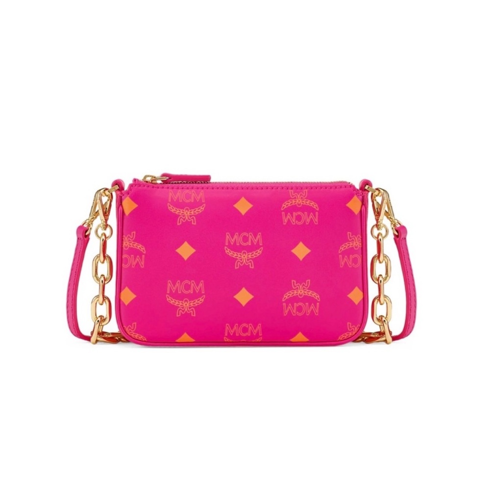 MCM Mini Color Splash Logo Crossbody Shoulder Bag Fuchsia Pink